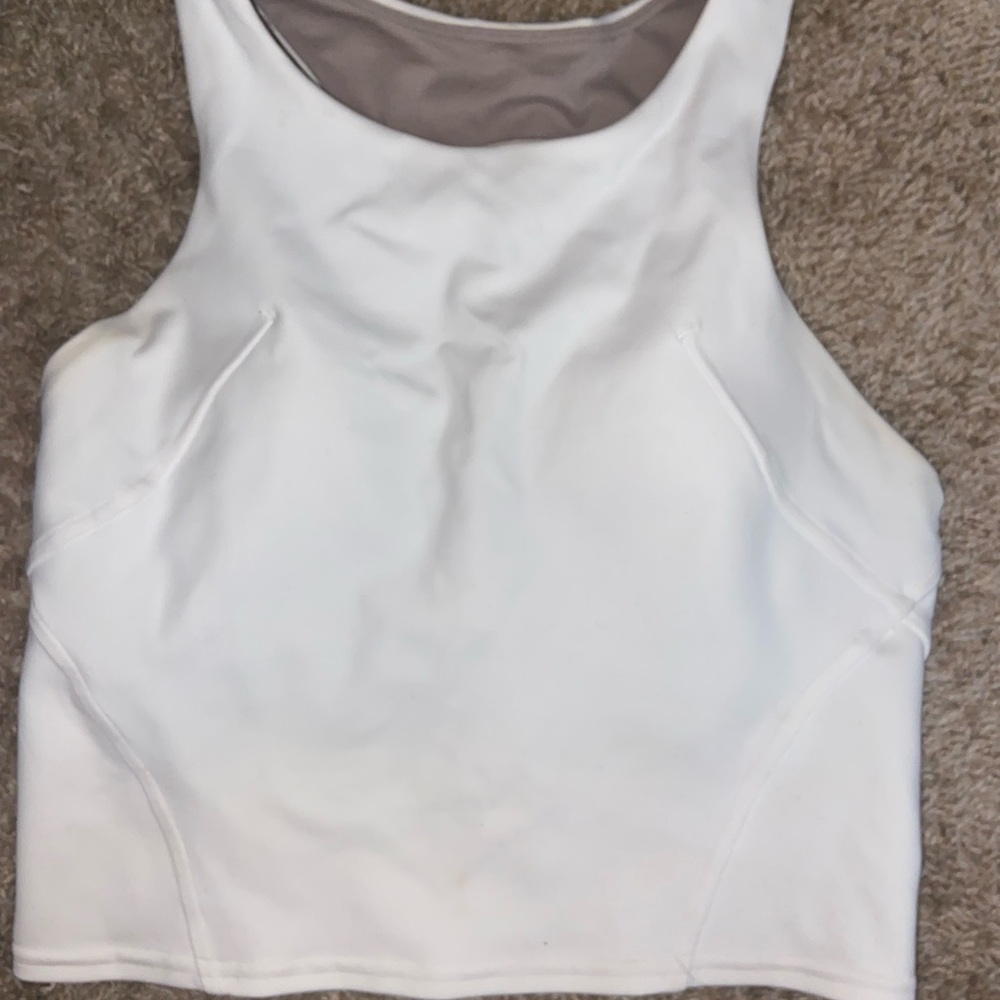 lululemon athletica White Sleeveless Crop Tank